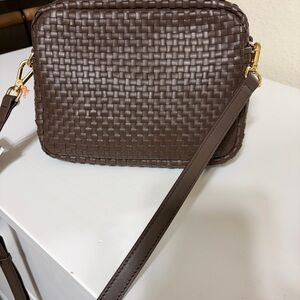 Quince Dark Brown Woven Crossbody Bag New